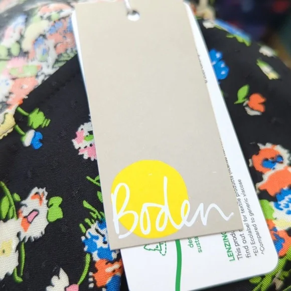 Boden Crew Neck Fit-and-Flare Dress Black, Wild Cluster - Picture 15 of 16